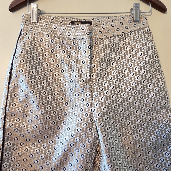 Maje Women's Floral Print Straight Jacquard Metallic Trousers Pants Size EU 34 - Picture 8 of 16